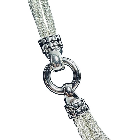 Joan Rivers 7 Strand Silver Tone Popcorn Rope Chain Necklace And Bracelet (6018) - Picture 6 of 11